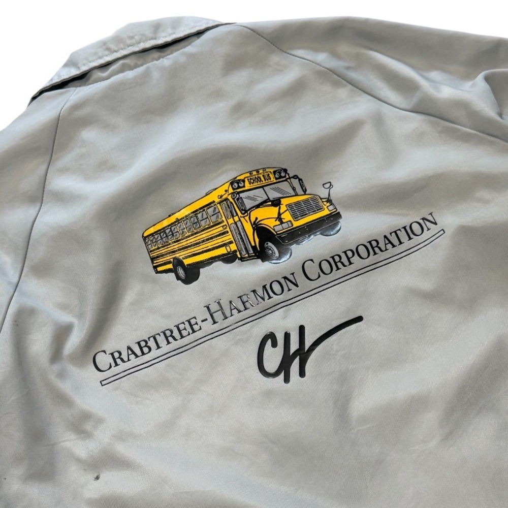 Vintage 90s Westark USA Gray Crabtree-Harmon School Bus Graphic Coaches Jacket - Picture 4 of 8